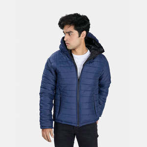 Custom <b>Men's</b> Oversized Jacquard Puffer Jacket Designer Puff-<b>Padded</b> Coat Standing <b>Shirt</b> Featuring OEM Logo Winter Bubble Look - Product Image 2