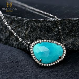 สร้อยคอเงิน925ที่เป็นของแข็งสร้อยคอทำด้วยมือเครื่องประดับเพชรสร้อยคอสีเขียวขุ่น - Product Image 2