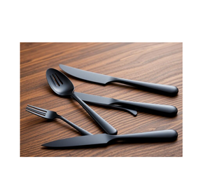 Juego de cucharas de cena de acero inoxidable de alta calidad para manualidades, juego de cubiertos de 5 piezas, juego de cubiertos de oro negro pulido al mejor precio - Product Image 1