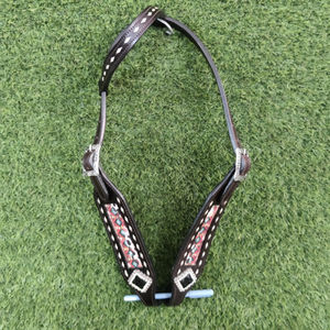 Cabezal occidental de cuero genuino hecho a mano con extremos de broca a presión Fabricante al por mayor - Product Image 2