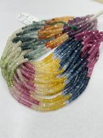 Perles Rondelles Facettées en Saphir Naturel de Grade AAA, 3-5mm, Fil de 14 Pouces, Certifiées par un Certificat Tierce Partie, pour la Fabrication de Bijoux