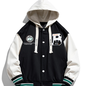 Vestes universitaires de baseball américain unisexes, broderie de lettres en laine de qualité supérieure, style vintage, manches fines en cuir - Product Image 1