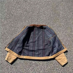 Nuevo 2025 Vintage chaquetas de peso pesado de algodón con cremallera doble bolsillo lavado Casual clásico Vintage chaqueta - Product Image 3