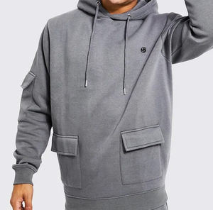 Venta al por mayor 100% algodón orgánico hombres invierno pulóver chándal manga larga ligero con capucha patrón sólido transpirable característica - Product Image 5