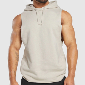 Drop Arm Hoodie pour hommes Bamboo Cotton Sleeveless Hoodies Sweatshirt à capuche pour hommes Organic Terry Hoodies DDP Shipping - Product Image 1