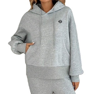 Sudadera con Capucha de Punto para Mujer al por Mayor, Estilo Holgado con Hombros Caídos, Dobladillo y Puños de Canalé Ancho, con Cordón Ajustable, Informal para Invierno - Product Image 1