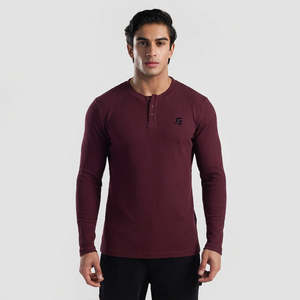 <b>Cloud</b> Slim Fit Casual Maroon Warm Tee Plain Dyed Shirt - Product Image 1