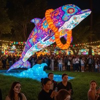 Decoración Interactiva de Faroles para Parques de Atracciones, para el Día de Muertos en México, Uso Interior/Exterior, Espectáculo de Luces para Parques Temáticos