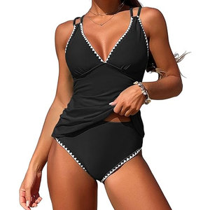 <b>Swim</b> Top and <b>Short</b> Sets Soft <b>Stretch</b> Fabric Quick Dry Eco-Friendly Front Logo Comfortable Fit for Summer Beach Women - Product Image 1