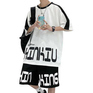 <b>Men</b> Summer Breathable 100% Cotton Leisure Sports Suit <b>Short</b> Sleeve <b>T</b>-<b>Shirt</b> <b>and</b> <b>Shorts</b> Running Tracksuits 2-Piece Set - Product Image 4