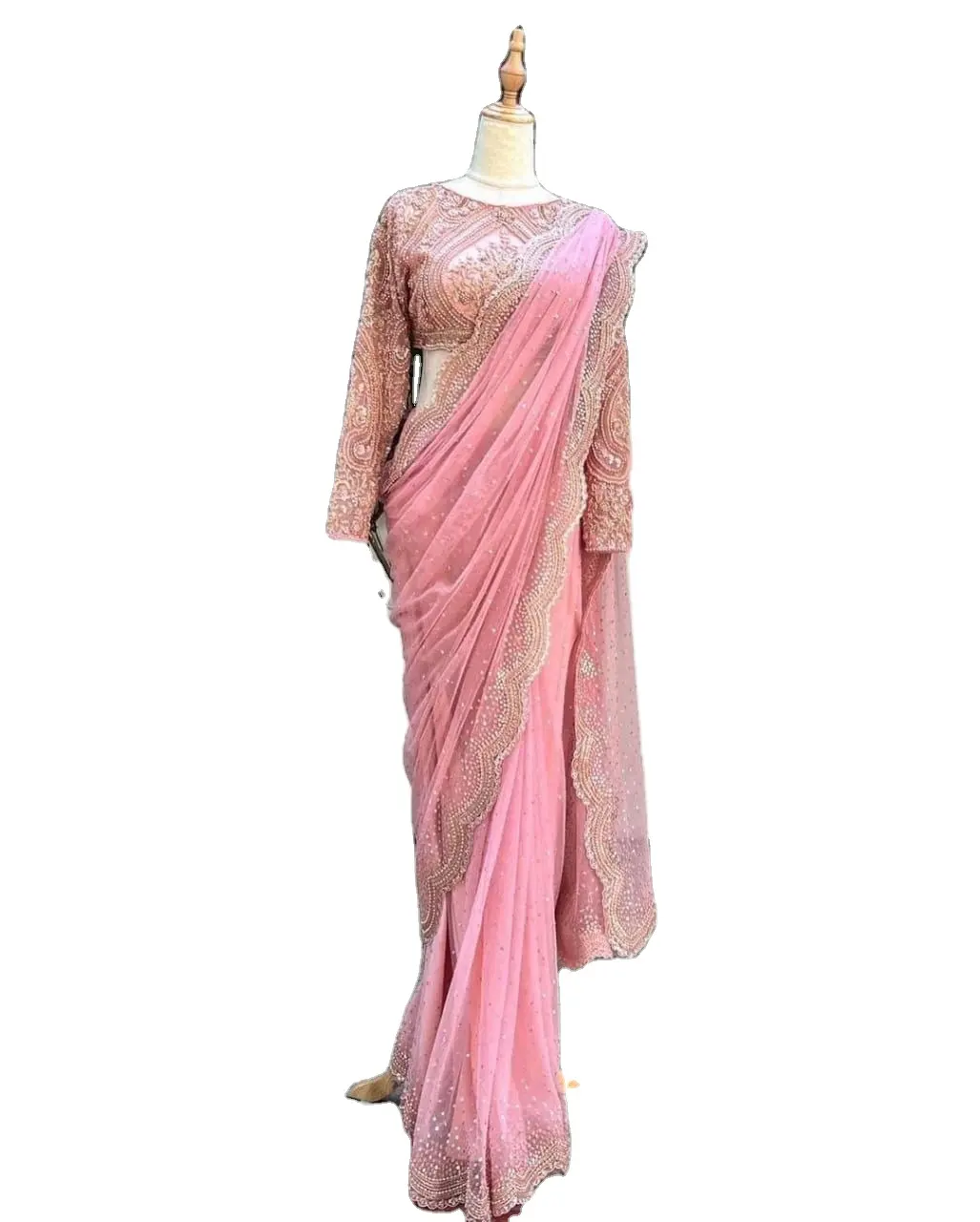 Model baru pakaian pesta etnik dicetak motif bunga Satin lembut Crepe sutra Saree dengan blus sutra berat