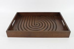 Juego de bandejas de madera hechas a mano, bandejas de madera decorativas rústicas para mesa de centro de cocina y decoración del hogar - Product Image 2