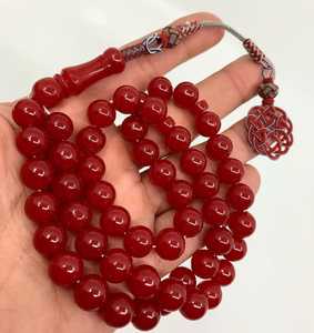 ลูกปัดสำหรับสวดมนต์มุสลิม99เม็ดสีอำพันสีเขียวหรูหรา - Product Image 2