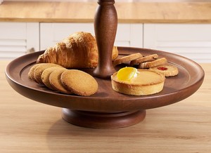 Elegante Soporte de Pastel de Madera de 3 Niveles, Hecho a Mano con Acabado en Nogal, Soporte Redondo de Lujo para Postres, Pedestal Escalonado para Decoración del Hogar - Product Image 4