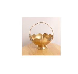 Tazón de frutas secas de latón, soporte de hojas y diseño moderno de 2 tazones para dulces y chocolates, sirve tazones de frutas secas - Product Image 3