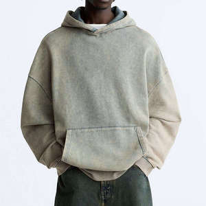 Sweat à capuche personnalisé avec logo, en polyester/coton, effet délavé numérique, grande taille, en molleton épais, coupe oversize, délavé à l'acide - Product Image 1