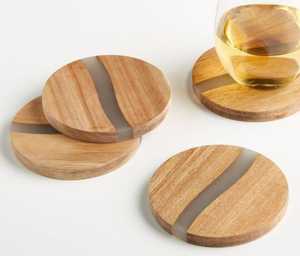 Posavasos clásico indio hecho a mano, mantel envejecido con diseño de madera con incrustaciones de resina, fabricante al por mayor, alfombrillas y almohadillas Premium - Product Image 1