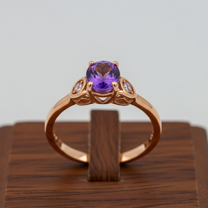 Haute qualité laiton mode bague lunette réglage améthyste cristal or Rose placage à la mode fêtes de mariage bande cadeau élégant - Product Image 5