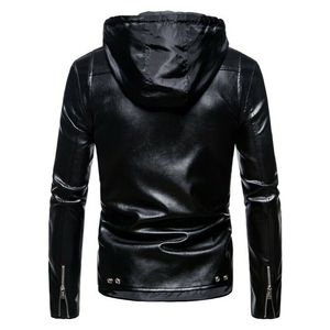 Veste en cuir au design unique pour hommes Nouvel arrivage Veste en cuir coupe-vent confortable et élégante - Product Image 3