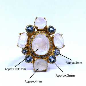 Anillo de estilo clásico de Plata de Ley 925 chapado en oro blanco arcoíris blanco Topacio aguamarina para bodas - Product Image 6