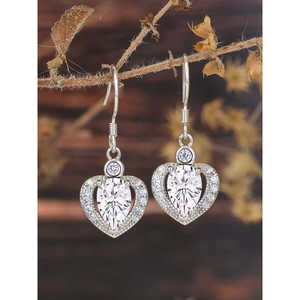 Heart Shaped American <b>Diamond</b> 925 Silver <b>Dangle</b> <b>Earrings</b> Women's Elegant Jewelry Accessory - Product Image 3