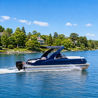 Bateau ponton de luxe à vendre avec sièges haut de gamme, moteur hors-bord et design de croisière de loisirs