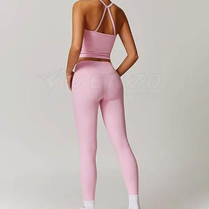 Ensemble de yoga pour femmes de qualité supérieure, taille plus, matière extensible douce, deux pièces, séchage rapide, respirant, pour l'entraînement, la salle de sport, le yoga, la course à pied - Product Image 3