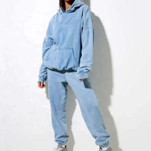 Sudadera con capucha y pantalón de lavado ácido, ajuste relajado, cómodo, ropa informal diaria - Product Image 1