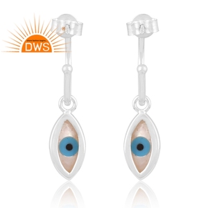 Último diseño 925 plata esterlina fina madre de perla natural EvilEye piedra preciosa aro pendiente joyería personalizada fabricante - Product Image 4