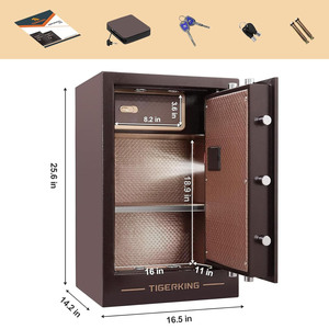 <span class=keywords><strong>TIGERKING</strong></span> Coffre-fort domestique robuste de 3,47 pieds cubes, serrure numérique + à combinaison, double alarme, boîte verrouillable intégrée, laiton antique - Product Image 2