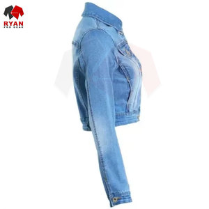 Veste en jean pour femme avec col classique, manches longues, tissu en jean de qualité supérieure et finition lisse - Product Image 4