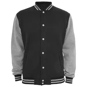 Jaket Varsity kualitas tinggi OEM dengan lengan kulit sapi/jaket Varsity pria musim dingin modis kustom terlaris