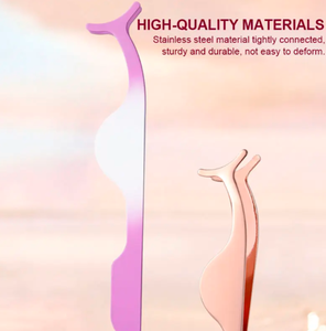 Custom Private Label Stainless Steel Slanted False Lashes Extension <b>Makeup</b> <b>Tools</b> Eyelash Applicator Tweezers Eyebrow Tweezers - Product Image 4