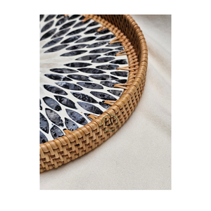 Prêt à expédier rotin naturel à bas prix avec incrustation de nacre servant des plateaux de rangement pour plateaux décoratifs en gros Vietnam - Product Image 3