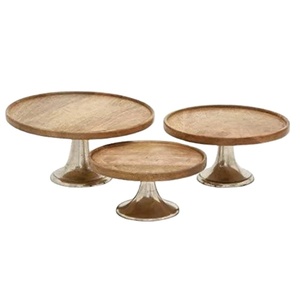 High Quality <b>Wood</b> <b>Cake</b> and Dessert Stand for Serving <b>Cake</b> with Metal Handle Tools Round Creative Modern <b>Cake</b> & Pastries Stand - Product Image 5