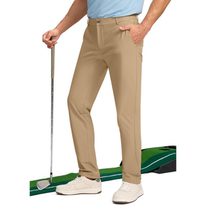 Pantalones de golf informales para hombre, ligeros, de lona de algodón 100%, transpirables, con cordón de cintura media, pantalones holgados, método de tejido no tejido - Product Image 1