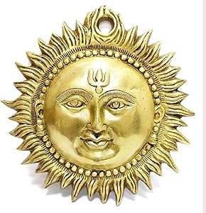 Escultura moderna de latón Sun Surya Face Idol, grabado impreso Digital para energía positiva para decoración de oficina en casa, artesanía de Metal - Product Image 4