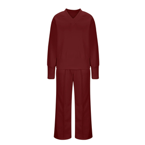 Chándal de mujer, chándal de tela suave, traje de dos piezas, camisa de manga larga acogedora y pantalones relajantes, ropa informal diaria - Product Image 1