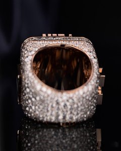 Anillo de Hip Hop para Hombre, Personalizado con Letra, en Plata de Ley 925, con Diamantes Moissanite VVS Cuadrados - Product Image 2