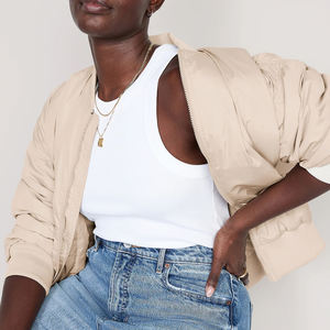 แจ็คเก็ตบอมเบอร์แจ็คเก็ตสีทึบสำหรับสตรีทแวร์เสื้อแจ็กเก็ตแบบนักเบสบอลมหาวิทยาลัย - Product Image 5