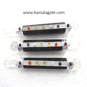 Vente en gros Bâton de guérison à sept chakras Agate naturelle Labrodolite Pierre semi-précieuse artisanale en vente - Product Image 2