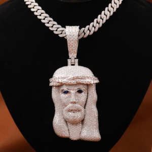 Colgante de retrato de Jesús de Plata de Ley 925 para hombre, Diamante de moissanita, estilo Hip Hop, joyería corporal personalizada, regalo Cristiano - Product Image 2