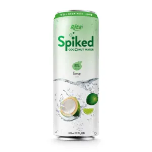 Exporter From Vietnam High Quality Soft Drinks 325ml Spiked Sparkling Coconut Water Alcoholic Lime Flavor