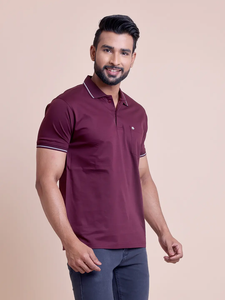 เสื้อยืดผ้าฝ้ายเมอร์เซริสสำหรับคอโปโลแขนครึ่งท่อนใส่สบายสไตล์คลาสสิกมีสไตล์ใส่สบายเนื้อผ้าฝ้าย100% เข้ารูปสีพื้น - Product Image 5