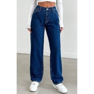 Jean en denim bleu pierre de luxe pour femme, coupe large rétro, taille haute, coupe décontractée, extensible doux, durable, écologique, style streetwear - Product Image 4