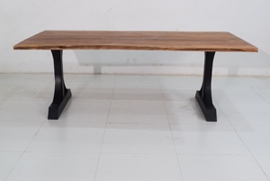 ชุดโต๊ะรับประทานอาหารไม้มะม่วงแข็งดีไซน์ทางอุตสาหกรรมขาโลหะสีดำพับได้สำหรับสำนักงานโรงแรมใช้กลางแจ้ง - Product Image 2