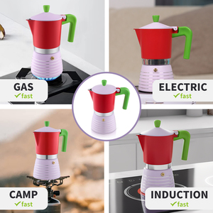 Nuevo Juego de <span class=keywords><strong>Cafetera</strong></span> Moka Colorida, <span class=keywords><strong>Cafetera</strong></span> Espresso para Estufa de 6 <span class=keywords><strong>Tazas</strong></span> y 300 ml con <span class=keywords><strong>2</strong></span> <span class=keywords><strong>Tazas</strong></span> de Vidrio, Diseño Italiano Moderno, Logotipo Personalizado - Product Image 5