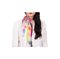 Dernier design, foulard carré en soie satinée à imprimé numérique motif feuille de printemps, vagues d'amour et losanges, accessoires à prix bas