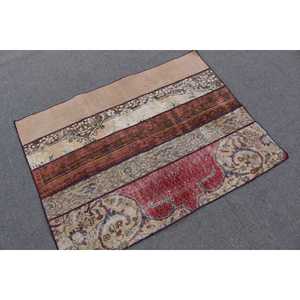 Tapis turc vintage 3,2x4,2 pieds (98x129 cm), tapis camouflage rouge - Product Image 1