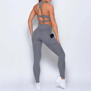 Wholesale Custom High Waisted Fitness Leggings and Sports Bra <b>Sets</b> Sexy Plus Size Pants With Pockets Women Yoga <b>Gym</b> <b>Set</b> - Product Image 4